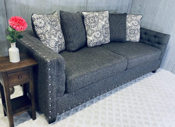 Close view of the Modern Charcoal Tufted Sofa