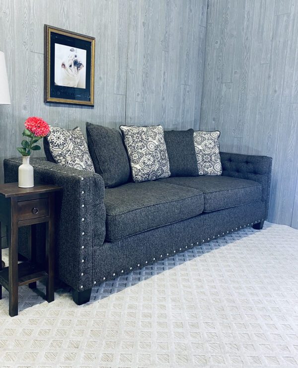 (SOLD) Modern Charcoal Tufted Sofa