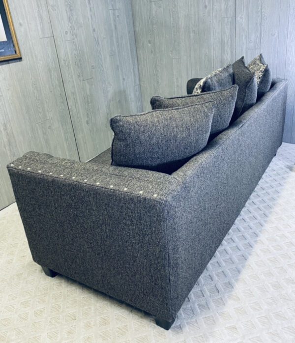 (SOLD) Modern Charcoal Tufted Sofa - Image 9