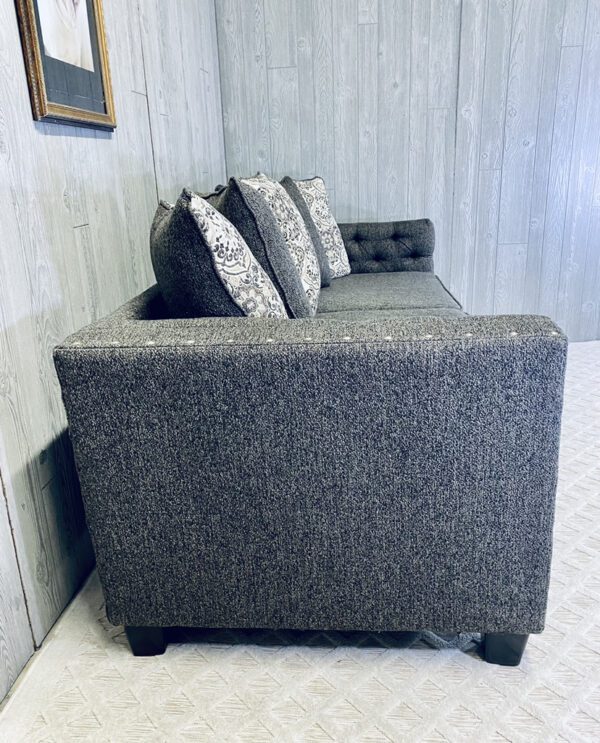 (SOLD) Modern Charcoal Tufted Sofa - Image 8