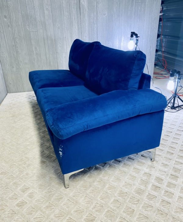 (SOLD) Blue Microfiber Sectional - Image 4