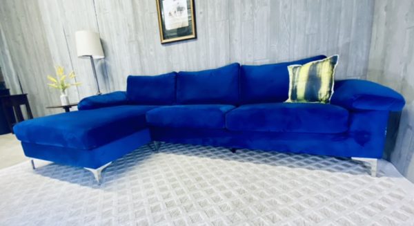 (SOLD) Blue Microfiber Sectional - Image 9