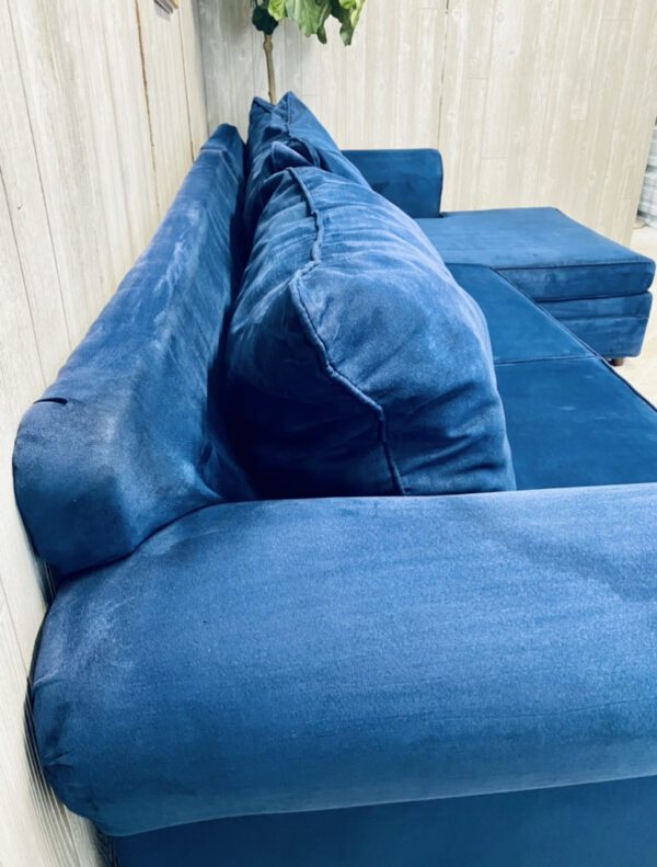 (SOLD) Royal Blue Microfiber Chaise Sectional - Image 11