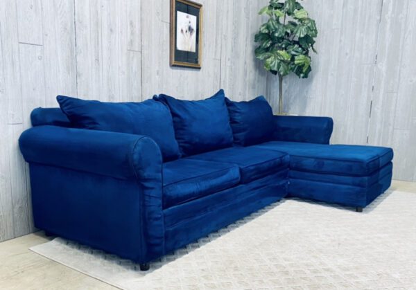 Royal Blue Microfiber Chaise Sectional Couch