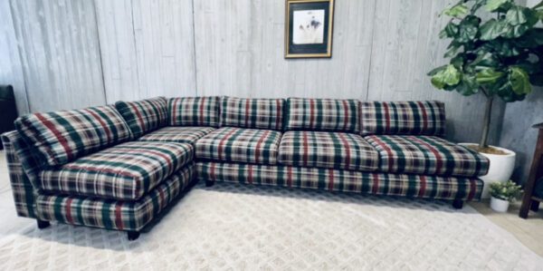 (SOLD) Mid-Century Modern Plaid Christmas Log Cabin Camp Sectional - Image 3