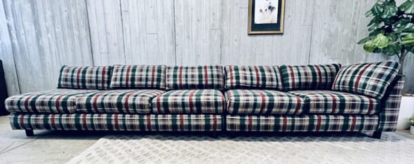 (SOLD) Mid-Century Modern Plaid Christmas Log Cabin Camp Sectional - Image 4