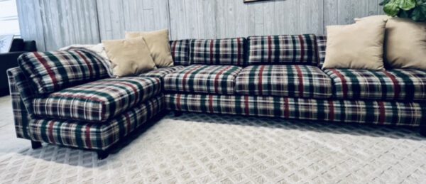 (SOLD) Mid-Century Modern Plaid Christmas Log Cabin Camp Sectional - Image 5