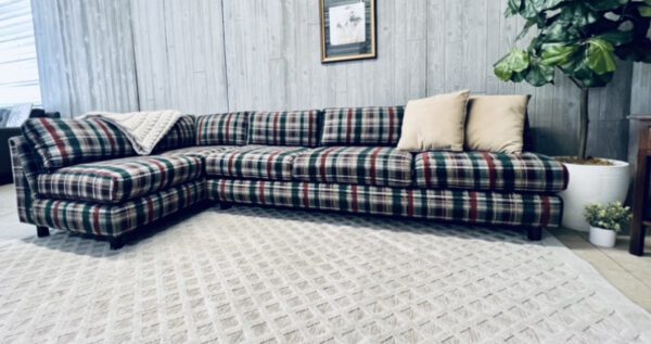 (SOLD) Mid-Century Modern Plaid Christmas Log Cabin Camp Sectional - Image 6