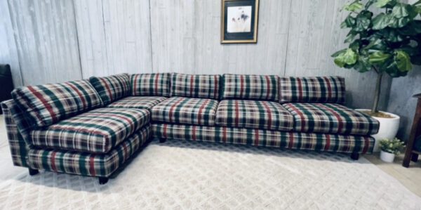 (SOLD) Mid-Century Modern Plaid Christmas Log Cabin Camp Sectional - Image 7