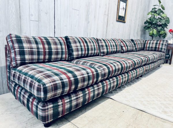 (SOLD) Mid-Century Modern Plaid Christmas Log Cabin Camp Sectional - Image 12