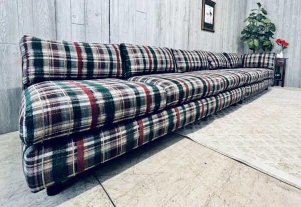 (SOLD) Mid-Century Modern Plaid Christmas Log Cabin Camp Sectional - Image 14