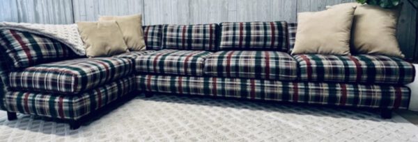 (SOLD) Mid-Century Modern Plaid Christmas Log Cabin Camp Sectional - Image 18