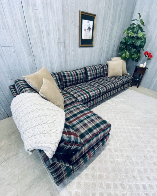 (SOLD) Mid-Century Modern Plaid Christmas Log Cabin Camp Sectional - Image 19