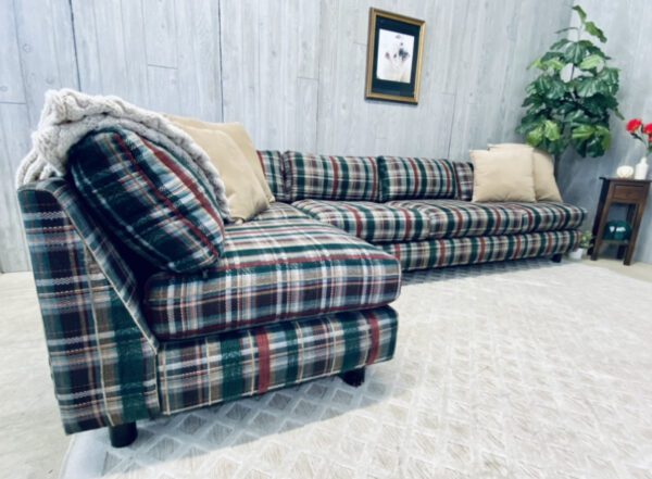 (SOLD) Mid-Century Modern Plaid Christmas Log Cabin Camp Sectional - Image 20