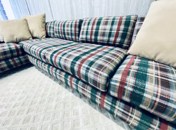 (SOLD) Mid-Century Modern Plaid Christmas Log Cabin Camp Sectional - Image 21