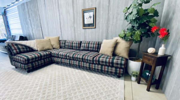 (SOLD) Mid-Century Modern Plaid Christmas Log Cabin Camp Sectional - Image 23