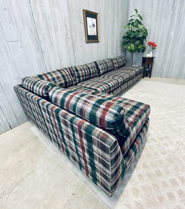 (SOLD) Mid-Century Modern Plaid Christmas Log Cabin Camp Sectional - Image 29