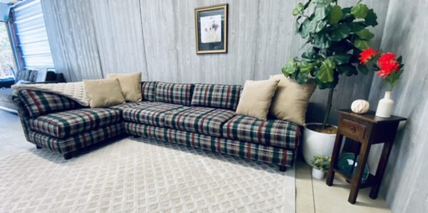 (SOLD) Mid-Century Modern Plaid Christmas Log Cabin Camp Sectional - Image 33