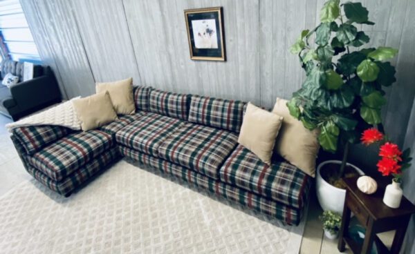 (SOLD) Mid-Century Modern Plaid Christmas Log Cabin Camp Sectional - Image 34