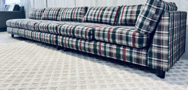 (SOLD) Mid-Century Modern Plaid Christmas Log Cabin Camp Sectional - Image 45