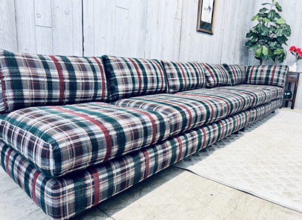 (SOLD) Mid-Century Modern Plaid Christmas Log Cabin Camp Sectional - Image 48