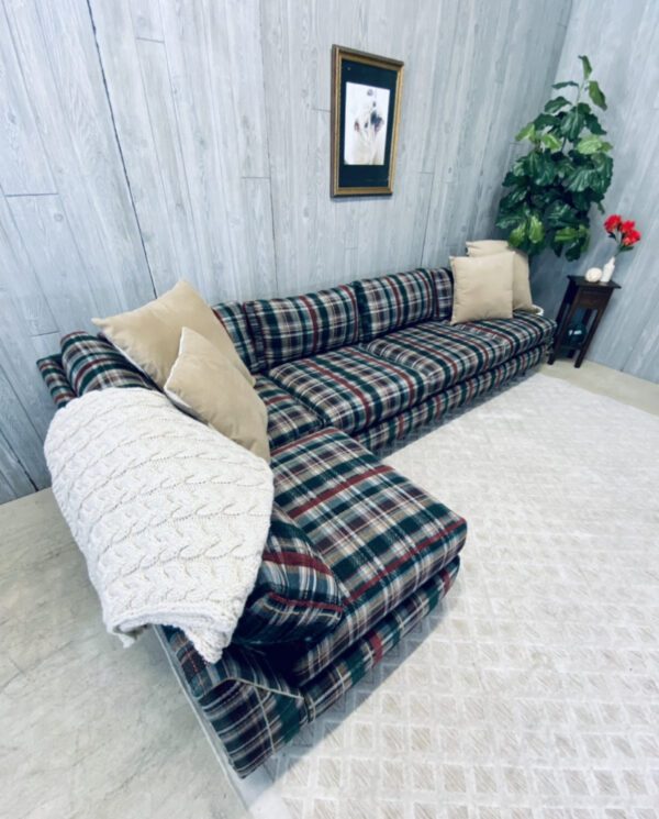 (SOLD) Mid-Century Modern Plaid Christmas Log Cabin Camp Sectional - Image 53