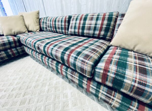 (SOLD) Mid-Century Modern Plaid Christmas Log Cabin Camp Sectional - Image 55