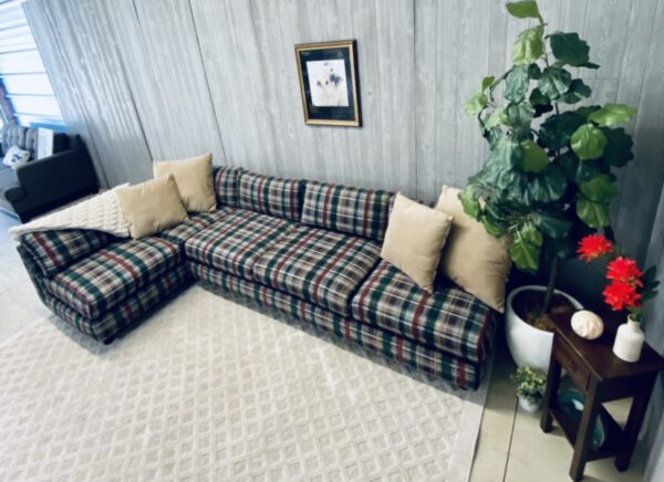 (SOLD) Mid-Century Modern Plaid Christmas Log Cabin Camp Sectional - Image 56