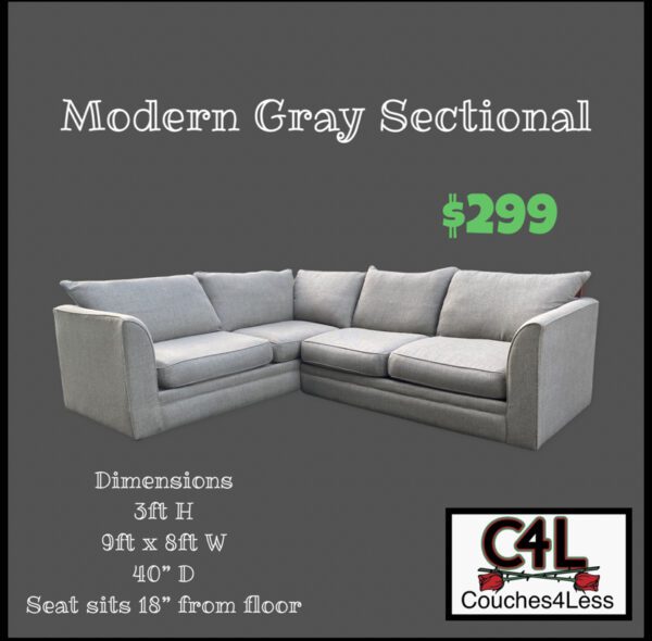 (SOLD) Modern Gray Sectional - Image 2