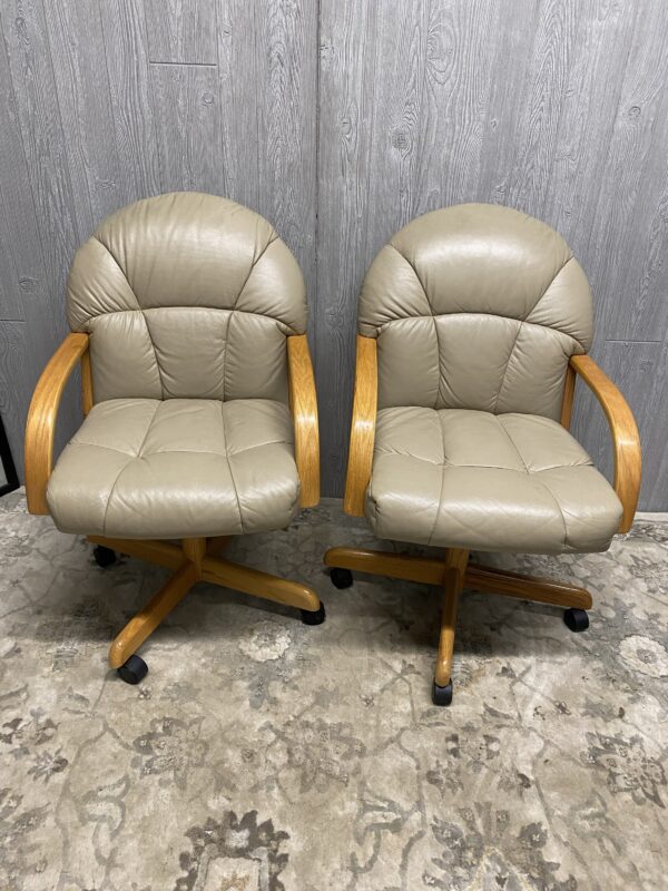 Leather Rolling Chairs - sold separately or set of four - Image 3