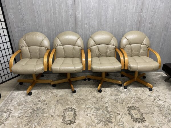 Leather Rolling Chairs - sold separately or set of four - Image 2