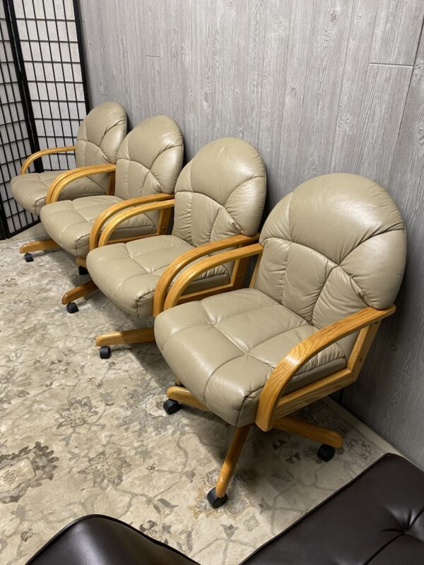 Leather Rolling Chairs - sold separately or set of four - Image 11